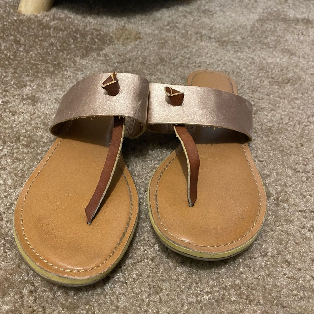 Rose gold slip on sandals
